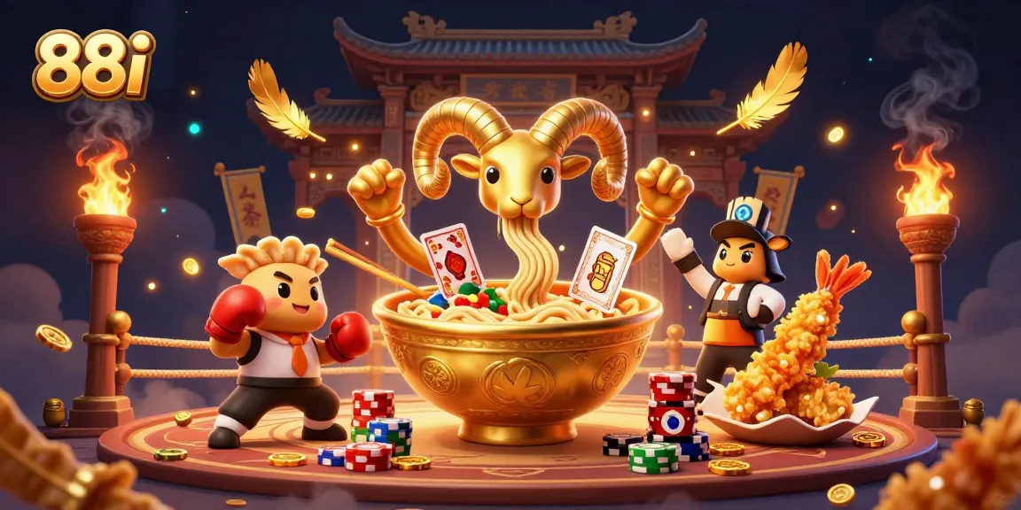 88i showcases a 3D cartoon ramen bowl dealer in an engaging casino arena packed with gold coins.