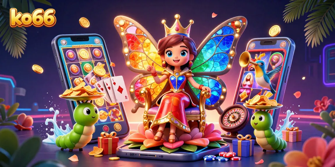 Engage with the enchanting ko66 casino, where colorful gaming adventures await with vibrant butterflies and gold chips.